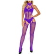 thumbnail image 1 of Lolmot Pantyhose for Women Plus Size Opaque Sexy Cut Out Lingerie Fishnet Open Crotch Seamless Mesh Stockings Bodysuit, 1 of 5