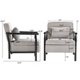 thumbnail image 4 of PAPROOS Accent Chair with Storage, Mid Century Corduroy Reading Chair with Pillow, Wood Frame Upholstered Armchair for Living Room Bedroom, Gray, 4 of 10
