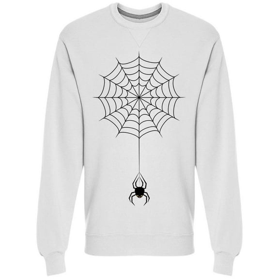 Web With Spider Hanging Sweatshirt Men -Image by Shutterstock, Male x-Large