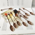 thumbnail image 1 of Brass Long Handle Coffee Tea Spoon Spiritual Energy Natural Quartz Crystal Gemstone Rough King Carved Food Spoon Quartz OrnamentCarnelianAustralia He Qiyong unisex, 1 of 1