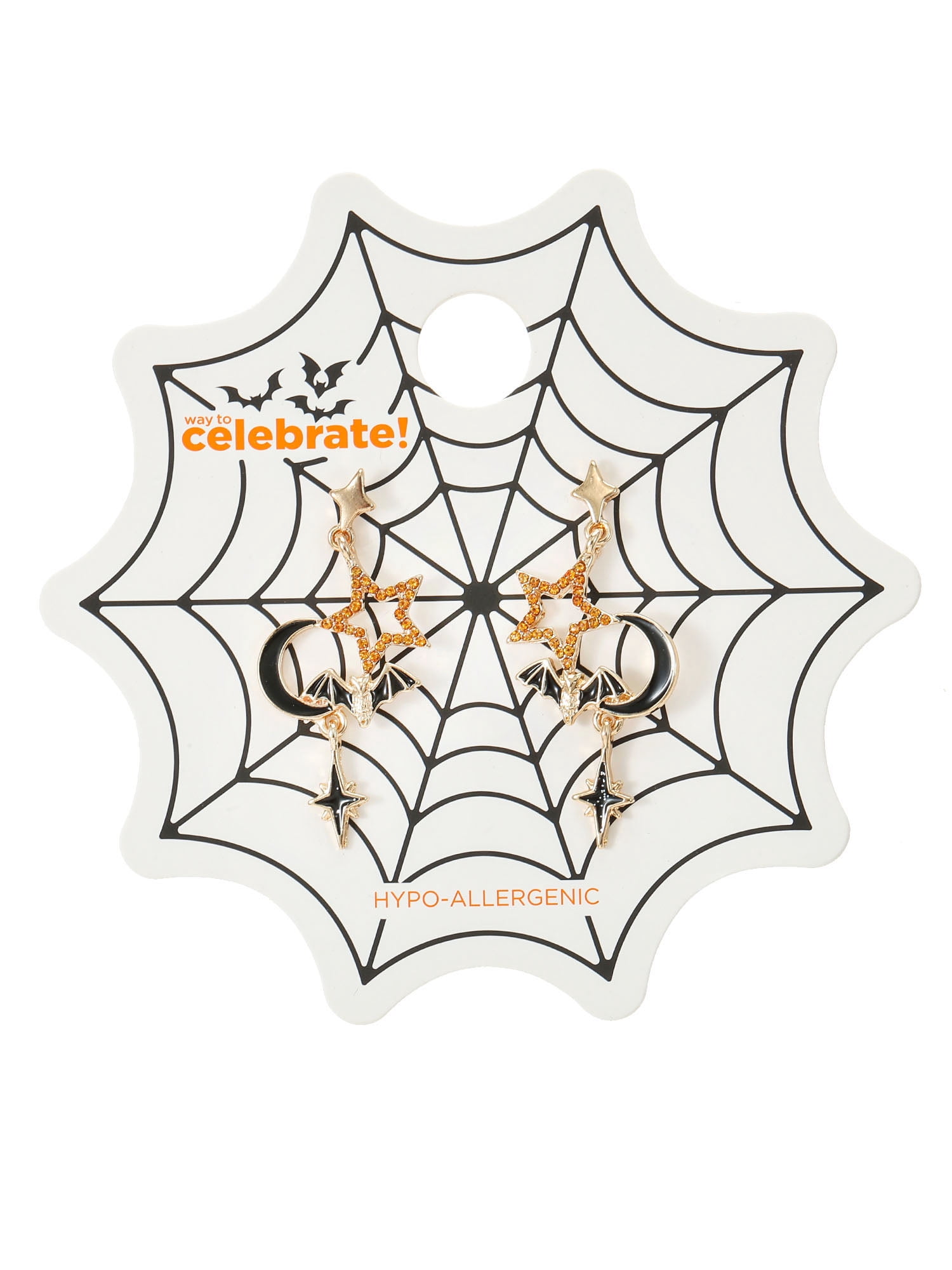 Way to Celebrate Celestial Bat Halloween Earrings, 1 Pair