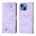 thumbnail image 2 of Feishell for Apple iPhone 14 6.1 inch Wallet Case with Wrist Strap,Flip Cover with Embossed Pattern PU Leather Kickstand Credit Card Slots Magnetic Clasp Folio Purse Phone Case,Purple, 2 of 7