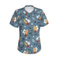 thumbnail image 2 of Uemuo Surf Shark Printed Women's Classic V-Neck T-Shirt - Soft, Breathable, Moisture-Wicking, Perfect for Casual, Office, Travel, and Everyday Wear-Large, 2 of 5