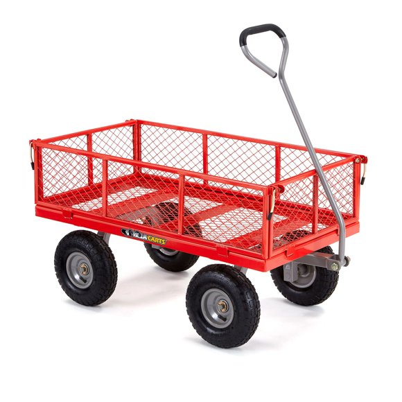 Gorilla Carts Steel Utility Cart with Removable Side Panels, 800 lb Capacity, Red