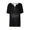 thumbnail image 4 of Fiudx Tops para Mujer Blusa de Manga Corta con Estampado de Moda para Mujer, Camiseta con Cuello En V, Tops Informales con Botones, 4 of 4
