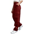 thumbnail image 2 of CQONEPT Women Cargo Pant Ripstop Durable Work Pants Athletic Outdoor Camping Trvel Hiking Trousers with Multi Pockets Wine XL, 2 of 7