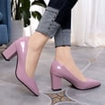 thumbnail image 4 of WQJNWEQ Shoes Women Fashion Pointed toe Chunky Heels High Heels Solid Color Casual High Heels Shoes Fall Sale, 4 of 6
