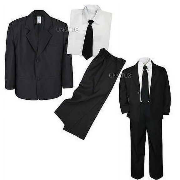 4pc Set Infant Boy Toddler Kid Teen Wedding Black Blazer Formal Tuxedo Suit S-20