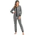 thumbnail image 4 of DHFJKG Flannel Plaid Pajamas For Women Jumpsuit Snug Fit Long Sleeve Button Down Onesie Loungewear Suit Fall Winter Soft Nightwear, 4 of 4