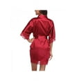 thumbnail image 4 of Lace Satin Bathrobe for Women Short Kimono Robe Sleepwear Loungewear for Hotel, 4 of 6