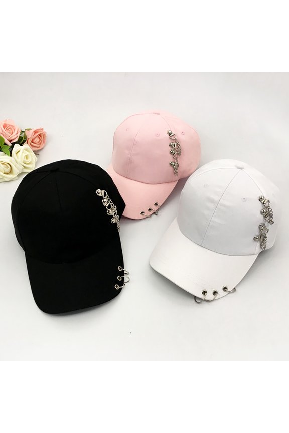 Fashion Metal Ring Hip-Hop Baseball Cap Anti-UV Light Outdoor Women Sports Hat