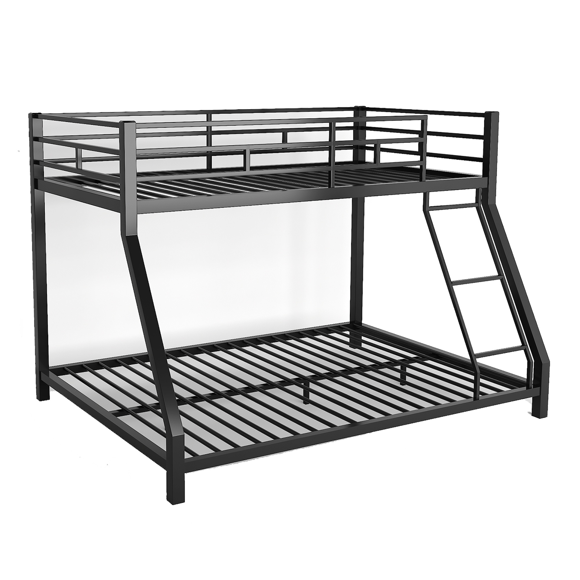 Netrum Bunk Beds Twin over Full,Twin over Full Bunk Bed with Ladder & Guardrail,Heavy Duty Metal Full Size Bunk Beds Frame for Adults Bedroom,Dorm,Guest Room,Black