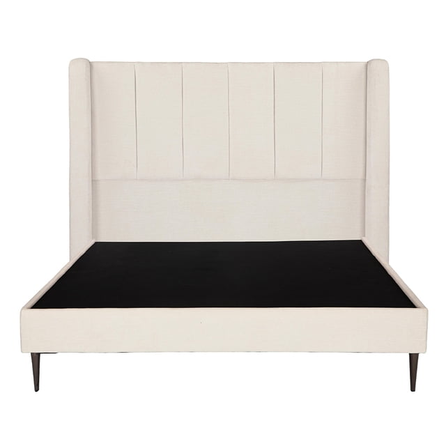 Base Cama Slim Matrimonial + Cabecera Foss Dicasa Beige Claro