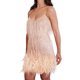 thumbnail image 3 of Vestido con borlas de plumas y lentejuelas Vestido sin mangas brillante para mujer Vestido con lentejuelas y cuello en V con flecos, 3 of 5