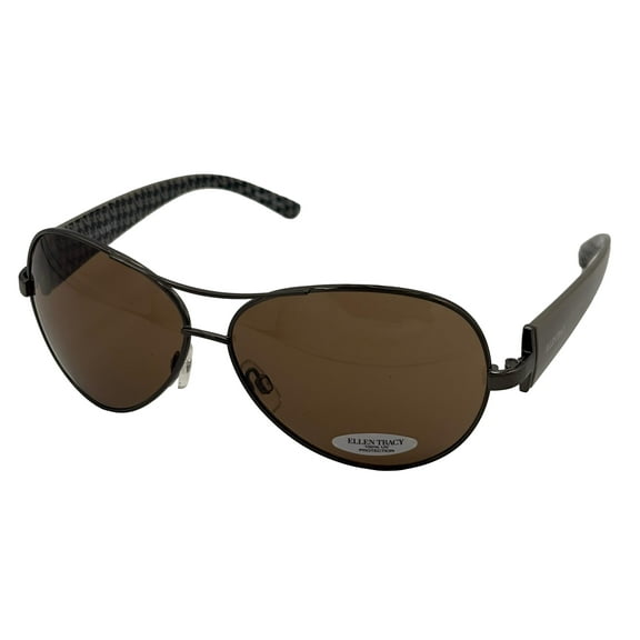 Ellen Tracy Womens Grey Metal Aviator Sunglass, Brown Lens ET515 3