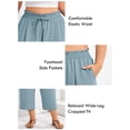thumbnail image 4 of SHOWMALL Plus Size Cropped Pants for Women, Flowy Wide Leg Capris for Casual & Resort Wear, Ethnic Geometric Stripe 3X Lightweight High Rise Travel Pants with Pockets, 4 of 8