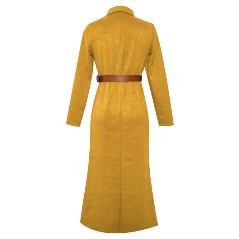 Iwrich Women's Suede Leather Dress Fall Long Sleeve Lapel Button Maxi Shirt Dress with Belt Brown Xxxl, Size: 3XL Iwrich Women's Suede Leather Dress Fall Long Sleeve Lapel Button Maxi Shirt Dress with Belt Brown Xxxl, Size: 3XL