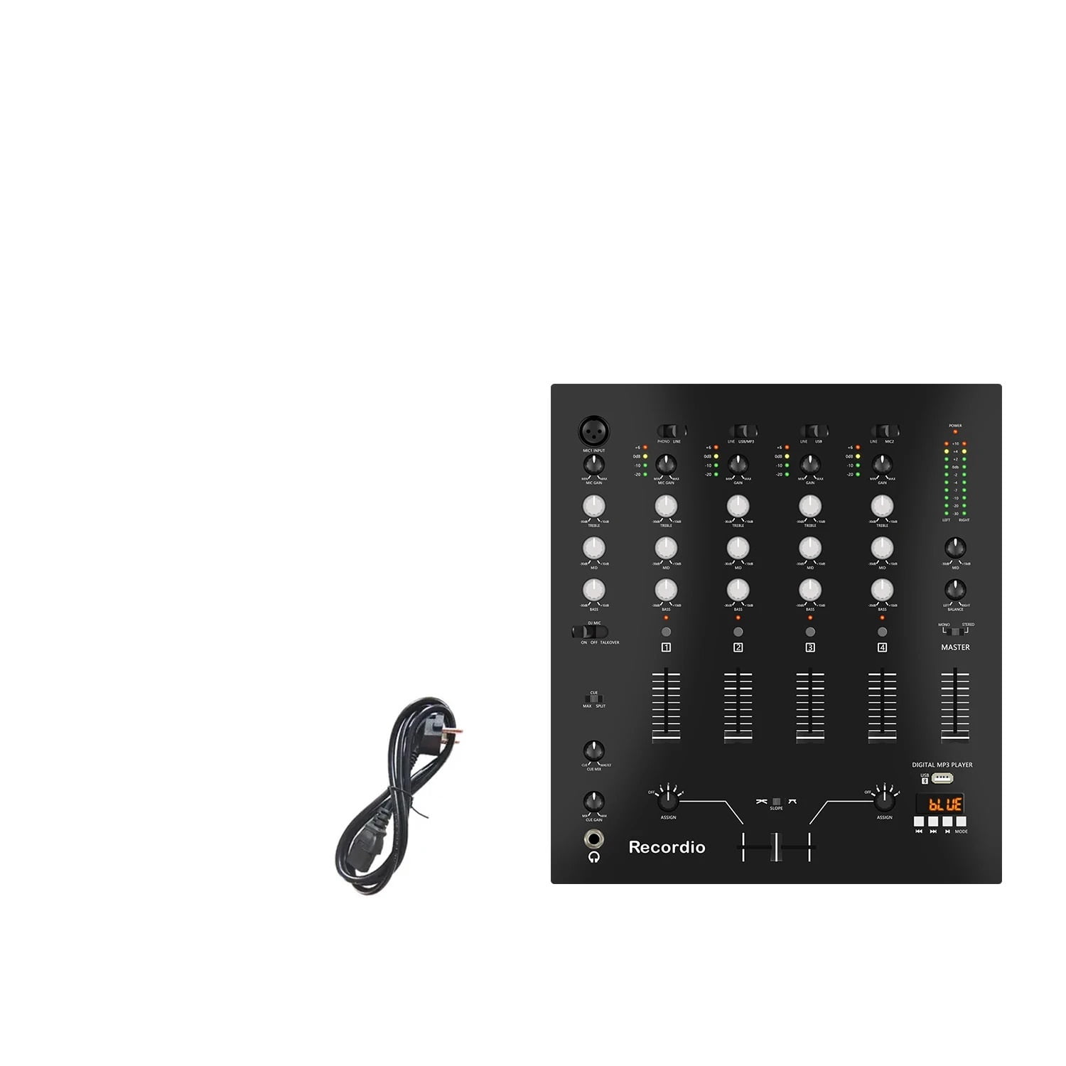 Professional 4-Channel Stereo Mixer with Sound Card Home KTV Stage DJ Mixing Console