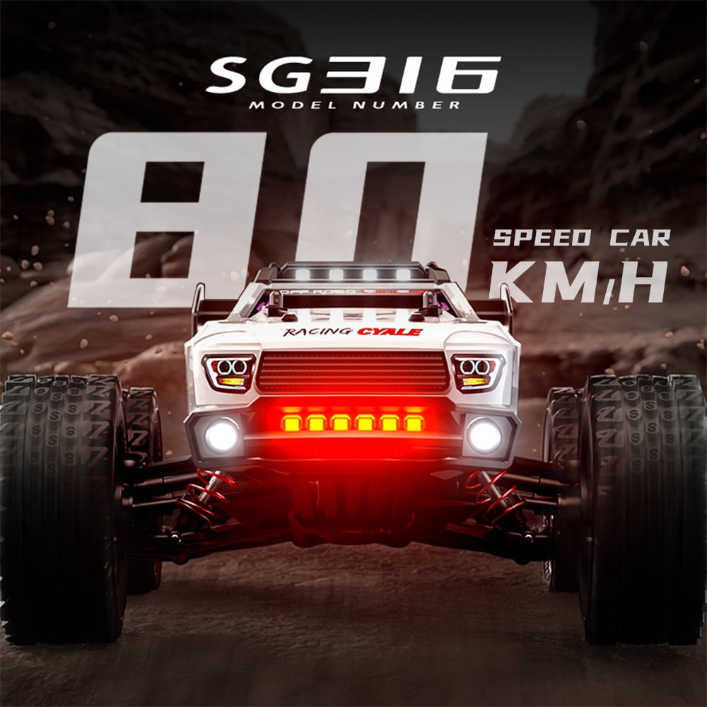 TeeGGi 1/16 SG316 MAX Brushless Fast RC Cars for Adults, Max 50mph High Speed Remote Control Car with Carrying Bag, Electric Off Road RC Truck, 4WD Drift RC Car with 3 Lipo Batteries