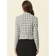 thumbnail image 3 of DARING DIVA Women's Elegant Stand Collar Business Plaid Tweed Blazer L White, 3 of 6