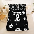 thumbnail image 5 of Erosebridal Cartoon Football Print Queen Sheet Sets,Black White T Alphabet Bed Set For Soccer Lovers 4pcs, 5 of 6