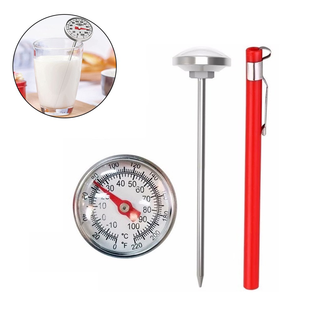 Thermomètre De Cuisine Analogique 0-300°C - Acier Inox 304 Avec Clip - 30 Cm - Pour Friture, Barbecue, Lait, Café, Confiserie