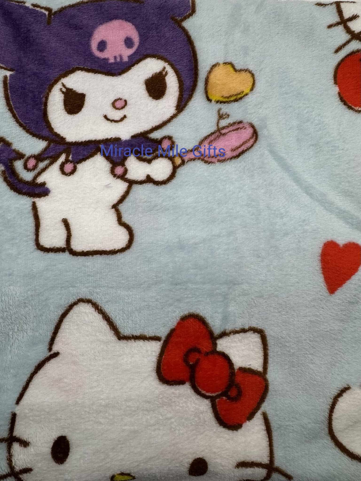 Hello Kitty  Friends Kuromi Cinnamonroll Fleece Kids 50"x70" Throw Blanket "Cooking with love"