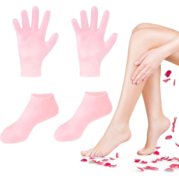 4 Pairs Moisturizing Foot Mask Exfoliating Silicone Socks for Dry Cracked Feet & Hands, Moisturizing Socks for Women Men, Reusable Home Foot Spa Treatment Kit