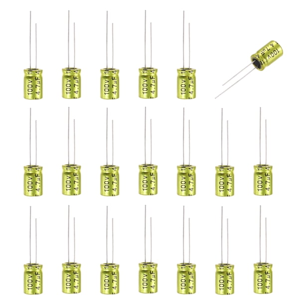 Capacitor electrolítico no polarizado de 4.7uF 100V, capacitores de aluminio de 8mm x 12mm para proyectos de audio, divisor de frecuencia de tweeter de audio, paquete de 20
