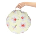 thumbnail image 2 of Floral Round Floor Cushion with Handle, Tropical Hibiscus Blooms Fragrance Petals of Exotic Lands Pattern, Pillow for Living Room & Dorms, 18" Round, Green Dark Coral and Cream, by Ambesonne, 2 of 4