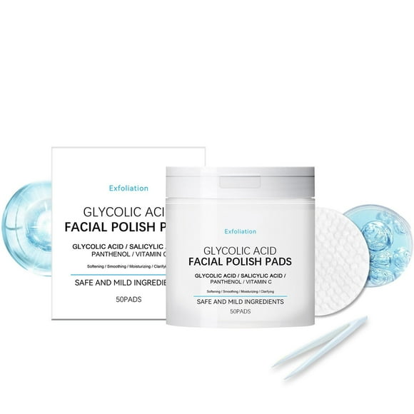 Glycolic Acid Exfoliating Face Pads | Exfoliation with Salicylic Acid & Vitamins C, E | Hydrating & Firming with Hyaluronic Acid & Calendula | Cruelty-Free, Dermatologist-Tested