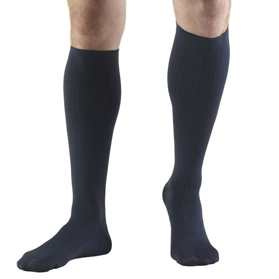 Truform Men's Socks, Knee High, Dress Style: 8-15 mmHg, Navy, Small