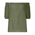 thumbnail image 4 of larppty Womens Off Shoulder Tops Linen Cotton Tunic Tops Long Sleeves Ruffle Balloon Sleeve Shirts Summer Casual Blouses（AG， XXL）, 4 of 8