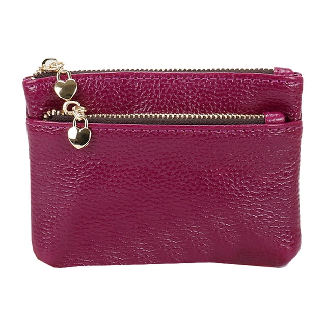 Monedero para mujer, cartera pequeña y corta, bolso para carné de conducir de piel suave, color morado