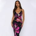 thumbnail image 6 of Maxi Skirt Set Floral Print Halter Top Maxi Skirt Going Out Outfits for Women Black L, 6 of 8