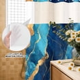 thumbnail image 2 of No Hook Shower Curtain with Built-in Rings - Blue Gold Marble Textured Washable Waterproof Fabric Bathroom Curtains for Hotel,Rentals, 66 X 72 Inch Long , Abstract Modern Art, 2 of 9