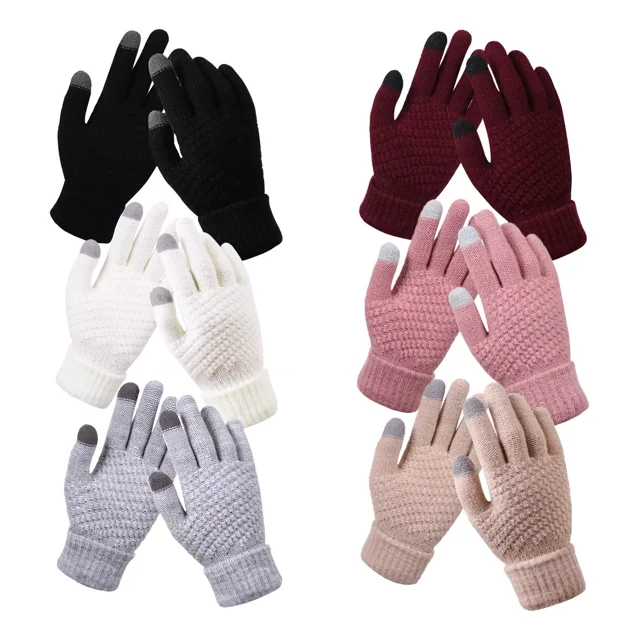6 Pares Guantes De Tejido Lana Unisex Moda Invierno Frío