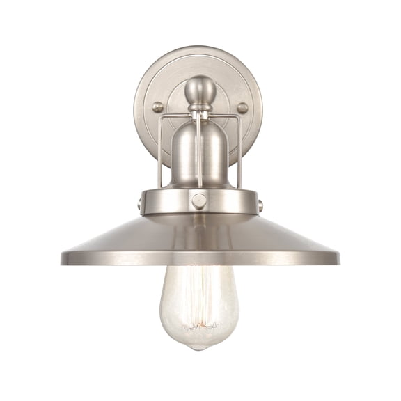 Elk Home English Pub 1-Light Satin Nickel 8-Inch Wide Vanity Light with Metal Shade