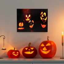 Northlight LED Lighted Silly Jack-O-Lanterns Halloween Canvas Wall Art - 15.75" x 12"