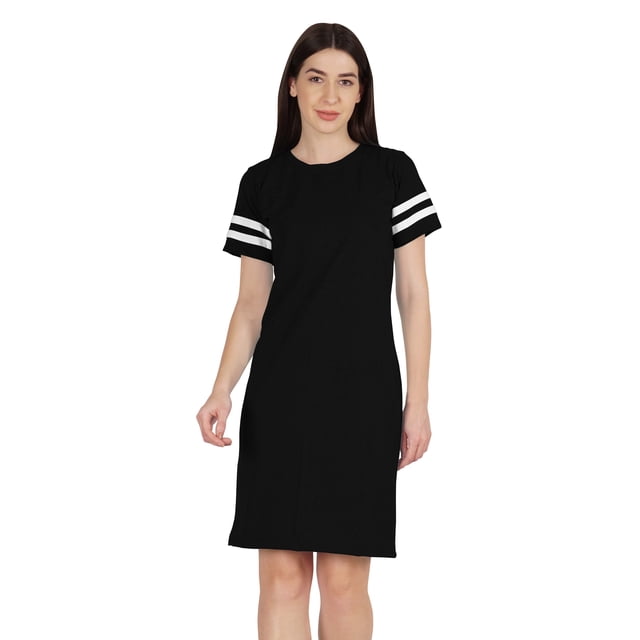 Inkmeso Robe T-Shirt Sportive à Col Rond pour Femmes à Rayures à Manches Courtes d'Été Décontractée Tee - TP-2TG