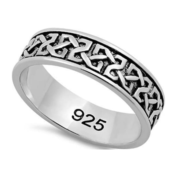 925 Sterling Silver Oxidized Platinum Plated Celtic Band Women Valentines Day Gifts Ring