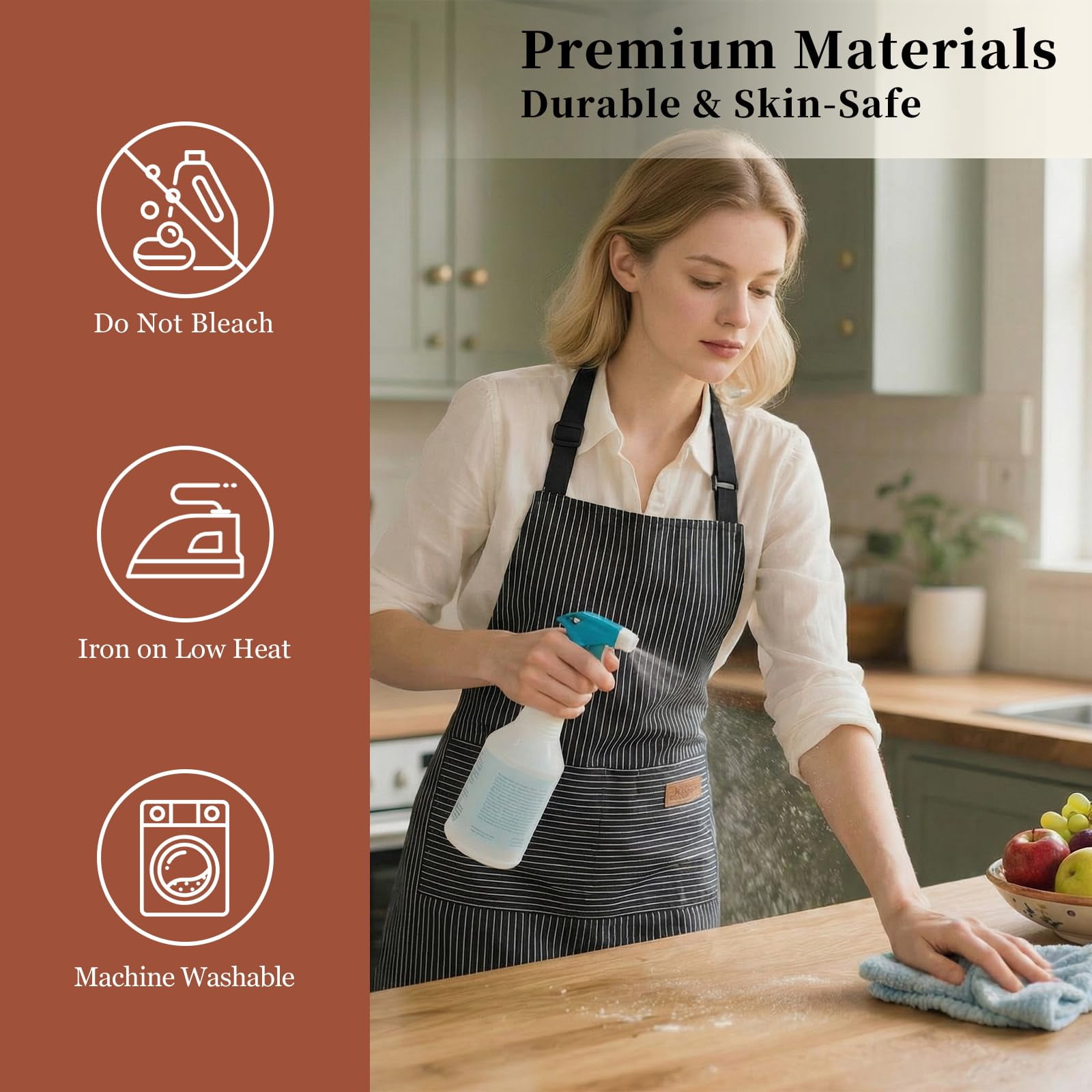 2 Pack Cooking Aprons Adjustable Bib Apron For Women With 2 Pockets  Kitchen Restaurant Men Chefs