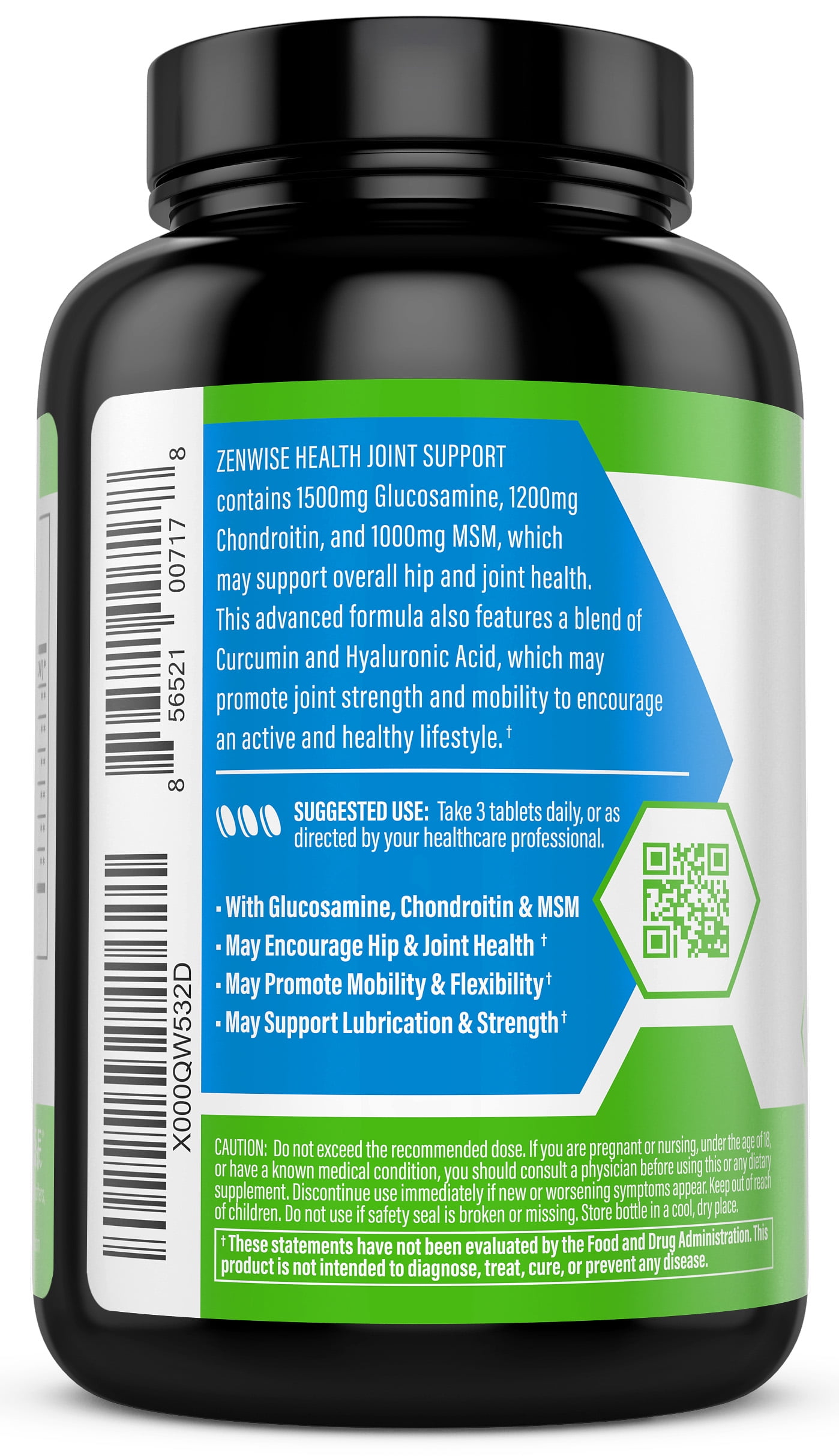 Zenwise Health Joint Support With Glucosamine Chondroitin 180 Ct Walmart Com