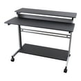 thumbnail image 2 of Stand Up Desk Store Rolling Adjustable Height Two Tier Standing Desk Computer Workstation (Silver Frame/Black Top, 48" Wide), 2 of 7