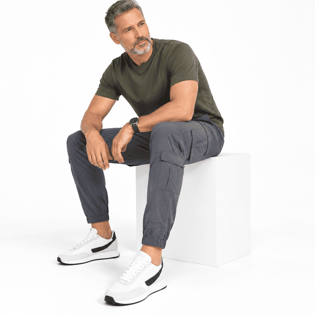 Men s Slim Fit Stretch Hiking Cargo Pants Dark Grey XX-Large