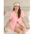 thumbnail image 5 of EKOUAER Womens Ribbed Knit Pajama Set Short Sleeve Soft Comfy Pj Set 2 Piece Lounge Set with Pockets Sleepwear, 5 of 6