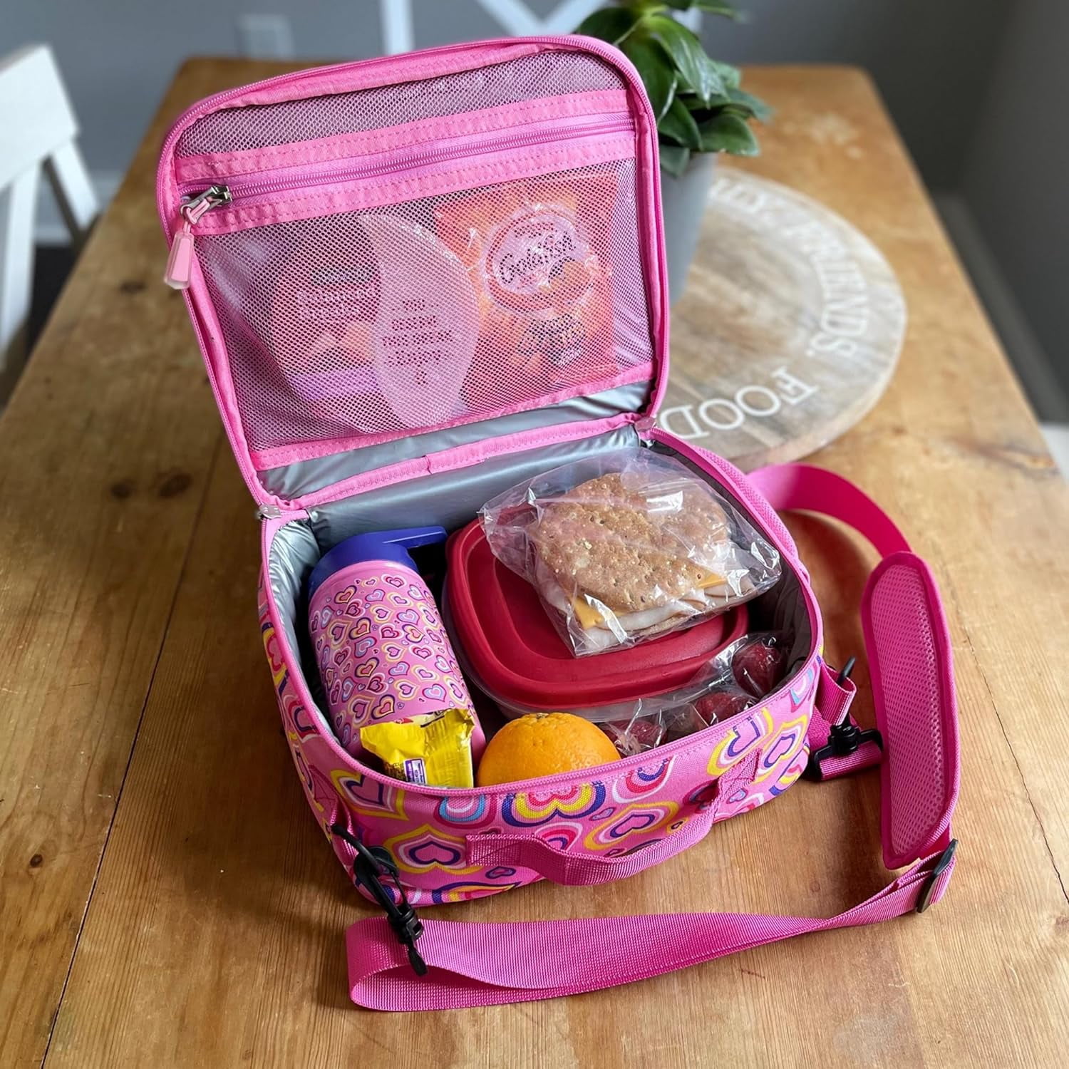 Emily Rose Playful Hearts Girls Lunch Box and Water Bottle Set