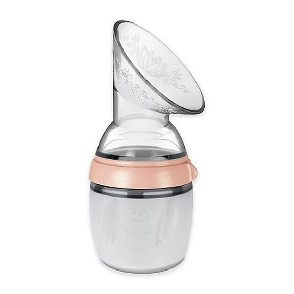haakaa Gen.3 Manual Breast Pump Upgraded Multifuctional Silicone Breast Pump for Breastfeeding Moms to Collect Breast Milk Reusable(5.4oz/160ml, Peach) 5.4oz/160ml Breast Pump Peach