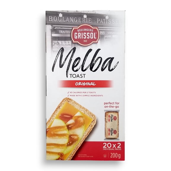 Boulangerie Grissol Melba Toast, Original, Perfect-for-on-the-go (20x2 individual packs), 200g/7.1 oz