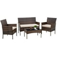 thumbnail image 2 of FDW 4-Piece Rattan Outdoor Conversation Set with 2 Chairs and 2 Ottomans, Brown, 2 of 7